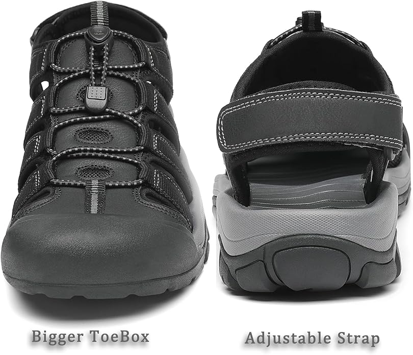 FLARUT Men's Athletic Sandals - Closed Toe Sport Hiking & Outdoor Walking Water Sandals with Anti-Slip Cushioning and Breathable Mesh