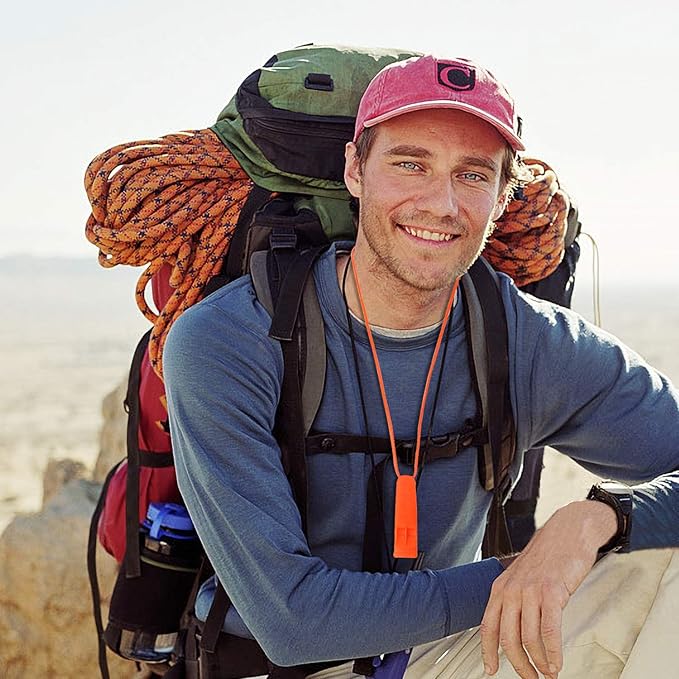 AUGSUN 10 Pcs Safety Whistle Marine Whistle Plastic Whistles with Lanyard for Emergency