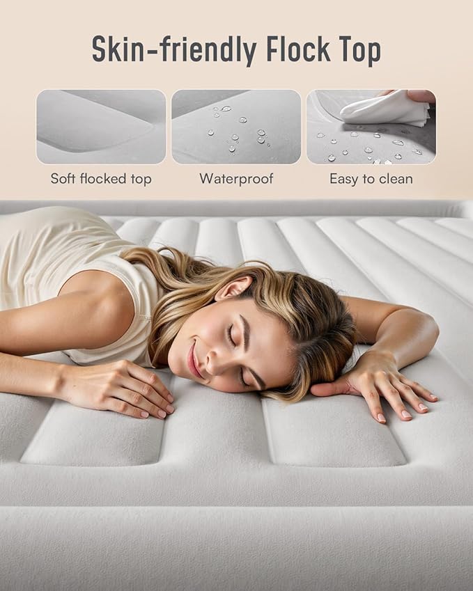 Airefina King Size Air Mattress with Built in Pump, 20 Raised Comfort Inflatable Mattress Upgraded Blow Up Mattress King for Guest Home Temporary, Air Bed, Colchon Inflable