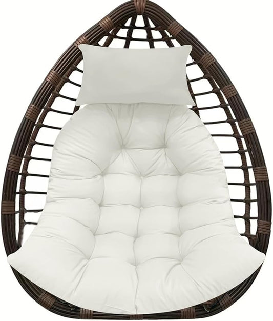 Thicken Hanging Basket Seat Cushion with Headrest, Hammock Swing Chair Cushions, Soft Egg Patio Chair Cushion with High Elasticity PP Cotton, for Indoor and Outdoor Garden Offices (with Pillow)