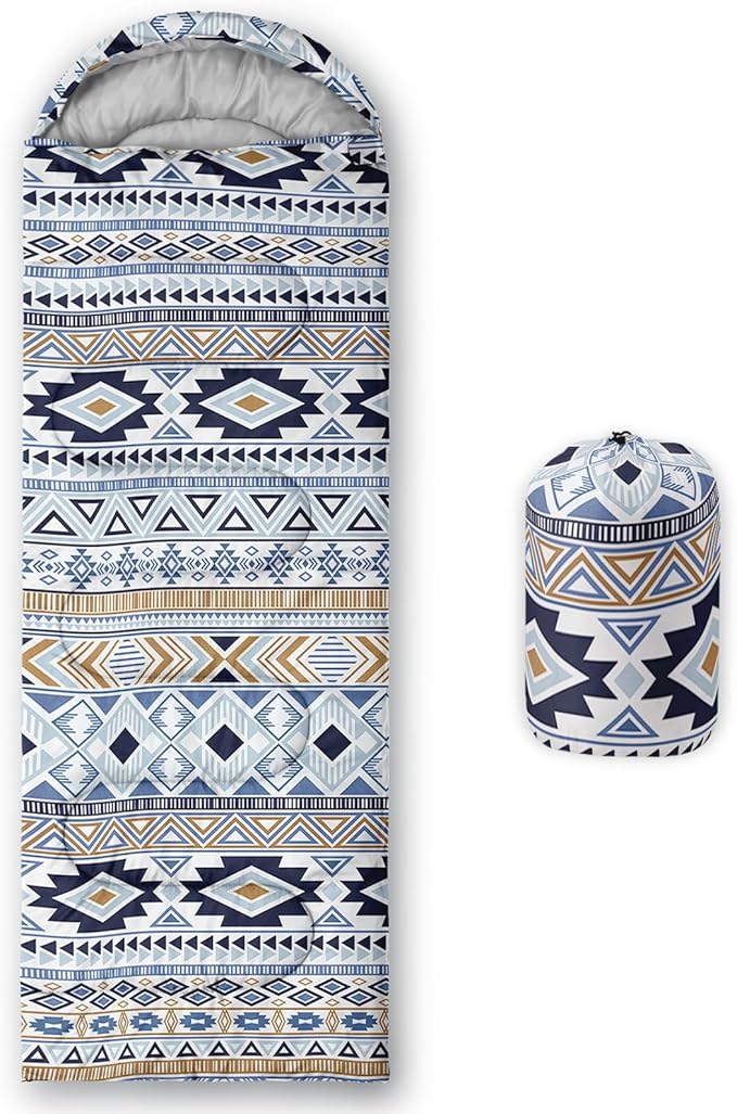 Sleeping Bags for Adults and Kids，3D Printing Camping Sleeping Bag for Girls Boys Lightweight Waterproof Cold/Warm 3-Season，Outdoor Travel with Compression Bags