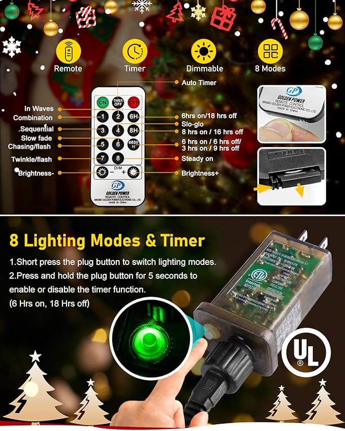 KNONEW 400FT Outdoor Christmas Fairy Lights Plug in,1200 LED String Lights Outdoor Waterproof 8 Modes Memory Times for Wedding Bedroom Walls Garden Trees Decoration(Multicolor)