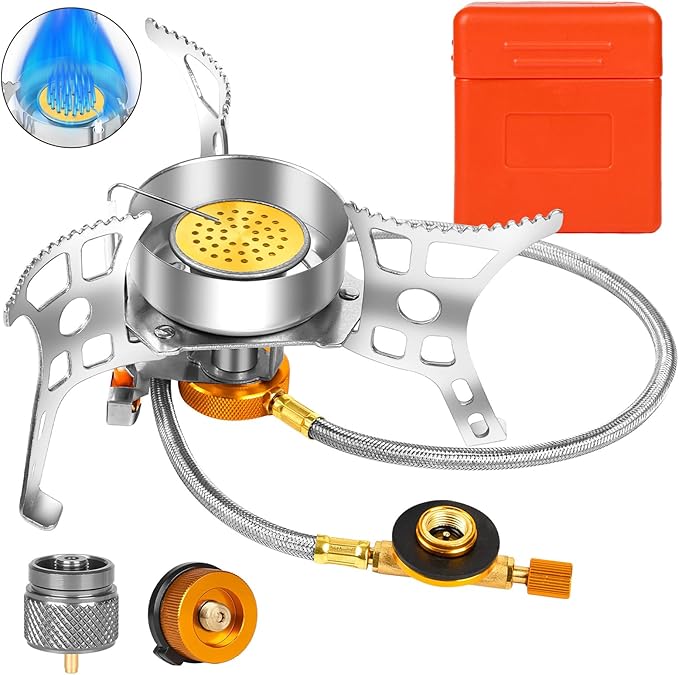 3900W Portable Windproof Camping Stove - Lightweight Propane Gas Burner with Piezo Ignition & Carrying Bag for Outdoor Cooking, Backpacking, Hiking, and Picnics