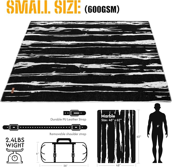 100% Wool Blanket, 48" x 62", Warm, Thick, Washable, Military Wool Blanket, Great for Camping, Outdoors, Sporting Events, Survival Kits,Black White Striped