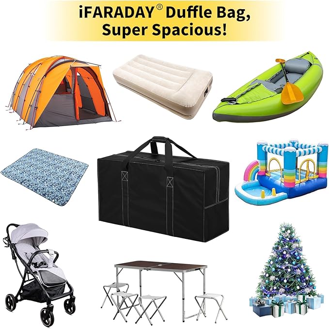 105L Extra Large Duffle Bag - 32.5 inch Heavy Duty & Water Resistant Duffel Bag Durable Luggage Storage Bag for Camping, Travel, Sports (Black)