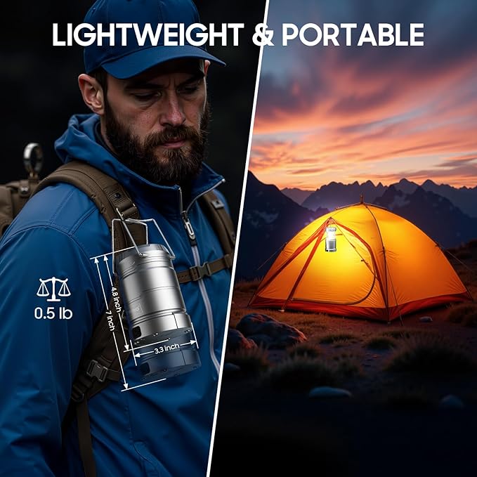 4 Pack Camping Lanterns Rechargeable Collapsible, 65 LED 3 Lighting Modes, 1000LM Camping Lights Waterproof, Portable Lantern for Camping Essentials Power Outages Tent Emegency Home Hiking