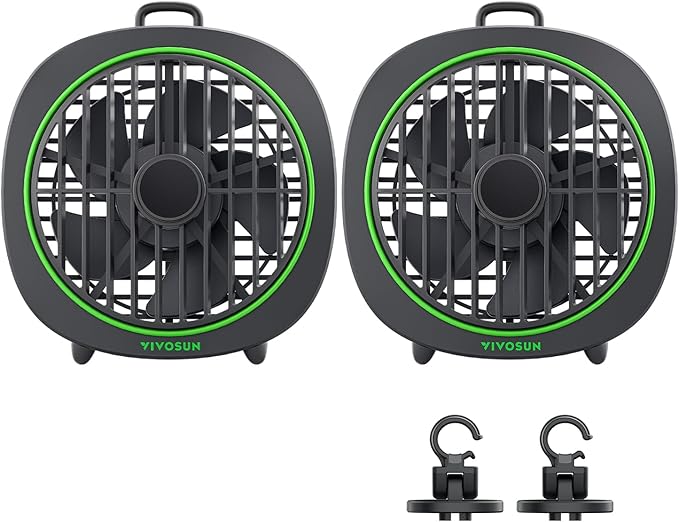 VIVOSUN AeroWave D4, 4” Grow Tent Clip Fan with Detachable Hook, 3-Speed Strong & Quiet Airflow, Adjustable Airflow Angle for Hydroponics, Circulation & Cooling, Black, 2-Pack
