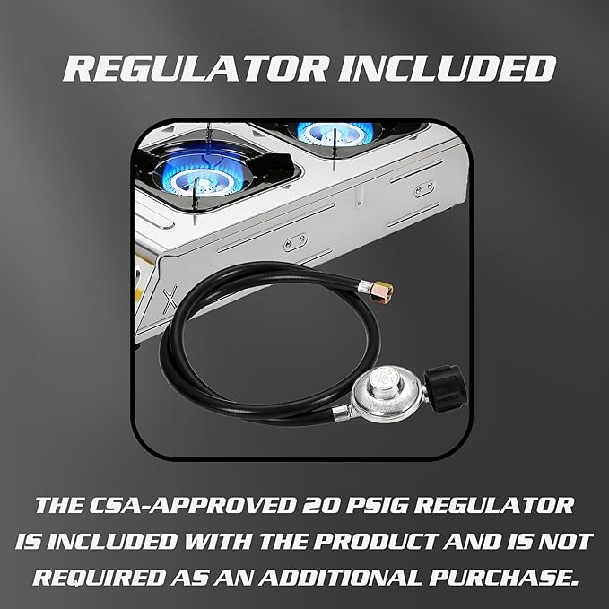 Vivicreate 4 Burner Propane Gas Stove 40000 BTU Stainless Steel Cooktop with Enamel Pan Support Electronic Ignition for Camping Outdoor Cooking BBQ Estufa de Gas Portátil Fogón de Gas