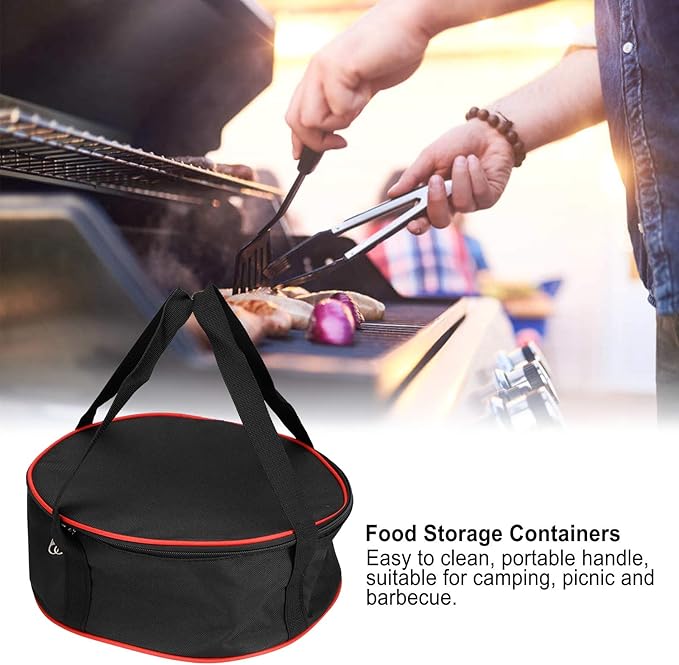 Hapivida Dishes Storage Bag, Camping Tableware Carrying Bag Round Crockery Thermal Food Carrier Dinnerware Bag BBQ Cookware Organizer for Outdoor Hiking Plate Bowl Pot