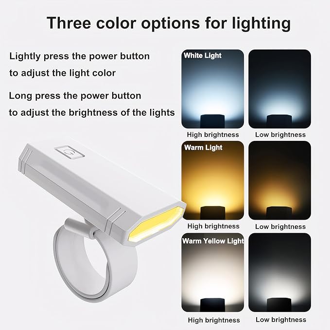 LED Wrist Flashlight, 3 Color temperatures, 360 Degree Adjustable, Suitable for Nighttime Cycling, Running, Fishing, and Reading