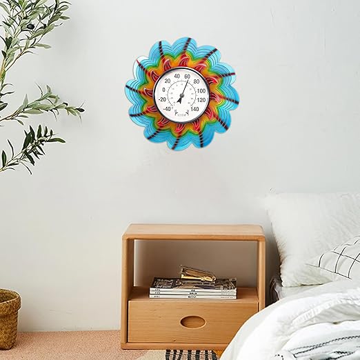 MUMTOP Outdoor Thermometers for Patio-Wall Indoor Outdoor Thermometer - Colorful Flower Outside Thermometer Decorative Temperature for Home or Garden Decor