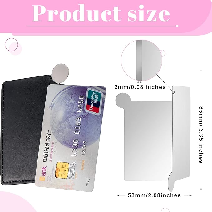 Jetec 10 Pieces Pocket Compact Mirrors Mini Mirror for Purse Wallet Small Handheld Stainless Steel Unbreakable with PU Leather Case for Men Women Travel Camp Signal Makeup(Black)