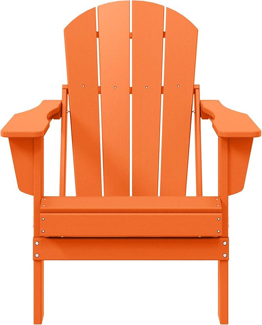 WestinTrends Malibu HDPE Outdoor Patio Folding Poly Adirondack Chair, Orange