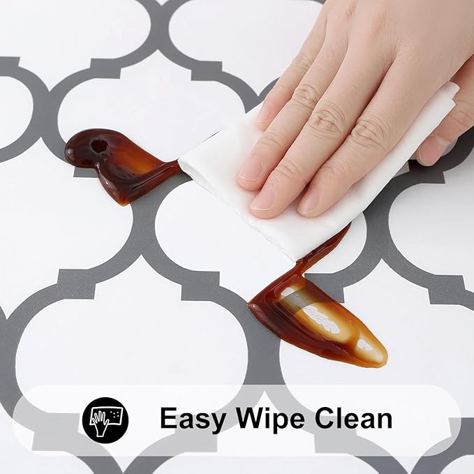 Smiry Rectangle Picnic Table Cover, Waterproof Elastic Fitted Camping Tablecloths for 8 Foot Tables, Wipeable Flannel Backed Vinyl Tablecloth Protector for Indoor, Outdoor (White, 36x96 Inches)