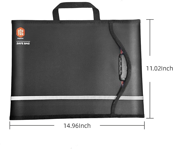 Fireproof Document Bag (Black) – Waterproof Zipper & Lock – for Home, Office & Travel – Holds Files, Cash, Passport, Valuables – Fire & Water Resistant