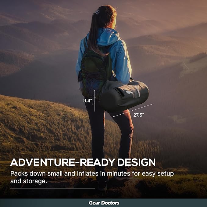 Gear Doctors Camping Pads Self Inflating Ultralight Apollo air 4.3-5.2 R Insulated Camping mats 1.5-3.3 in Must Haves Inflatable Foam air Sleep mat self Inflating air Mattress for Camping cot