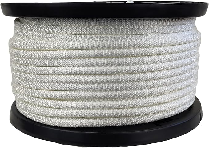 3/8 inch White Dacron Polyester Rope - 250 Foot Spool | Solid Braid - Industrial Grade - High UV and Abrasion Resistance - Low Stretch