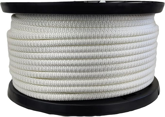 3/8 inch White Dacron Polyester Rope - 250 Foot Spool | Solid Braid - Industrial Grade - High UV and Abrasion Resistance - Low Stretch