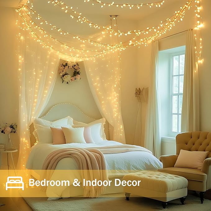 Extra-Long 300LED Christmas Lights Outdoor Indoor, Upgraded Warm White String Lights for Bedroom, Waterproof 13 Modes Plug in Twinkle Fairy String Lights for Home Party Wedding Garden (Warm White)