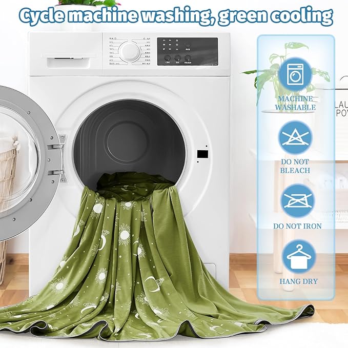 inhand Cooling Blanket Queen Size (90"x90") - Cooled Blankets for Hot Sleepers Lightweight Breathable Summer Blanket for Sleeping Night Sweats to Keep Cool in The Heat -Wild Fern Green