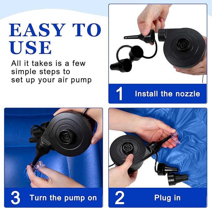 Realspring 12 Pcs Bean Bag Chairs for Adults Inflatable Chairs with Electric Air Pump,Blow up Couch Folding Portable Inflatable Couch Lazy Sofa for Reading Living Room Camping (Dark Blue)