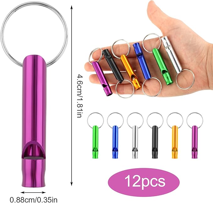 12 Pcs Emergency Whistle Survival,Gather Team Members Outdoors,Hyper Whistle Keychain, 571534_1_y6pB5tXFy