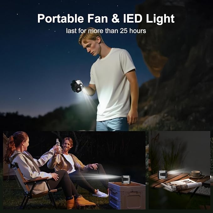 Portable Fan for Under Shirt, Waist Fan Clip On Belt, 4-in-1 Rechargeable Body Fans with LED Light, Phone Stand, Fast Charging 4-Speed Hip Personal Fans for Fishing, Outdoor, Makeup, Kitchen