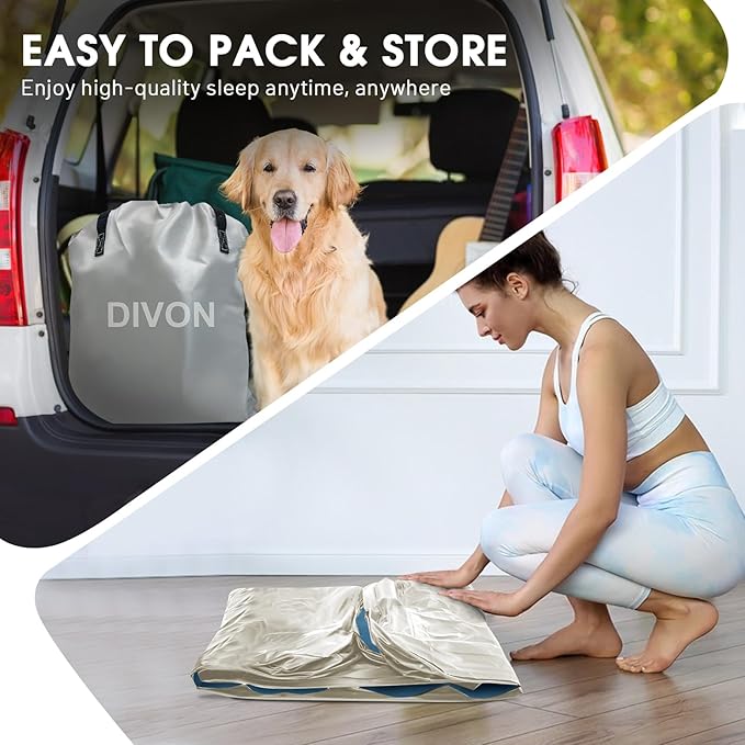 DIVON Air Mattress Full with Built in Pump,18’’Thicken Inflatable Mattress in 3 Mins,Foldable Blow Up Mattress,Portable Full Size Air Mattress for Camping,Travel&Floor,Air Bed for Adults,660lbs