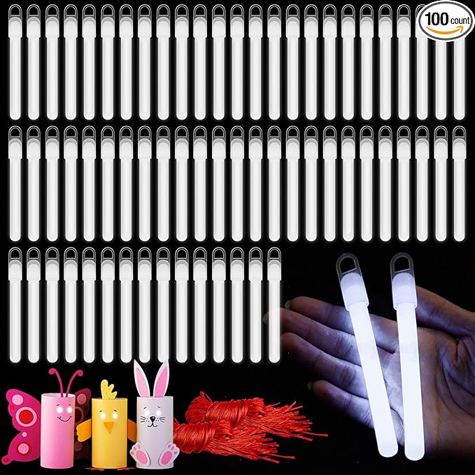 Lewtemi 4" or 6" 100 Pack Bright Glow Sticks Bulk, Glow in The Dark Party Supplies Birthday and Holidays Party Favors
