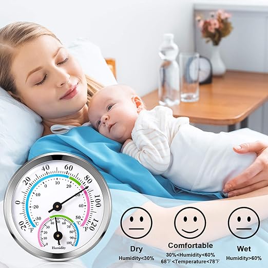 Weewooday 3 Pcs Indoor Outdoor Thermometer 2 in 1 Mini Home Temperature Humidity Hygrometer Monitor Gauge for Home Offices Wall(Silver)