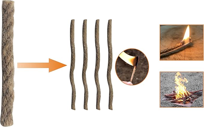 Emergency Fire Starter Kit – 6 Magnesium Bags + 3.15" Ferro Rod (12,000+ Strikes) + 4" Waxed Rope (12 Min Burn) – Survival Kit in Waterproof Tin for Camping, Hiking (18 Bags + Ferro + Wax Rope)