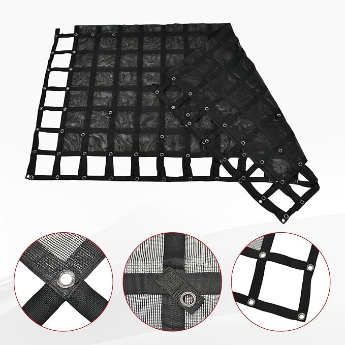 Heavy Duty 105" x 120" Truck Bed Cargo Net with Adjustable Cam Buckles & S-Hooks & Cross Strap,8.75' x 10' Cargo Net with 1500LBS Capacity for Pickup Truck Bed Trailer SUV Jeeps