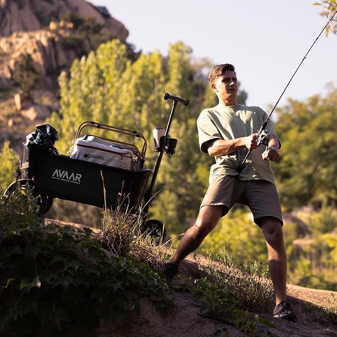 400lbs Large Capacity Collapsible Wagon Cart,Folding Utility Heavy Duty,All Terrain Big Wheels for Garden Camping Sports Outdoor Shopping, Black