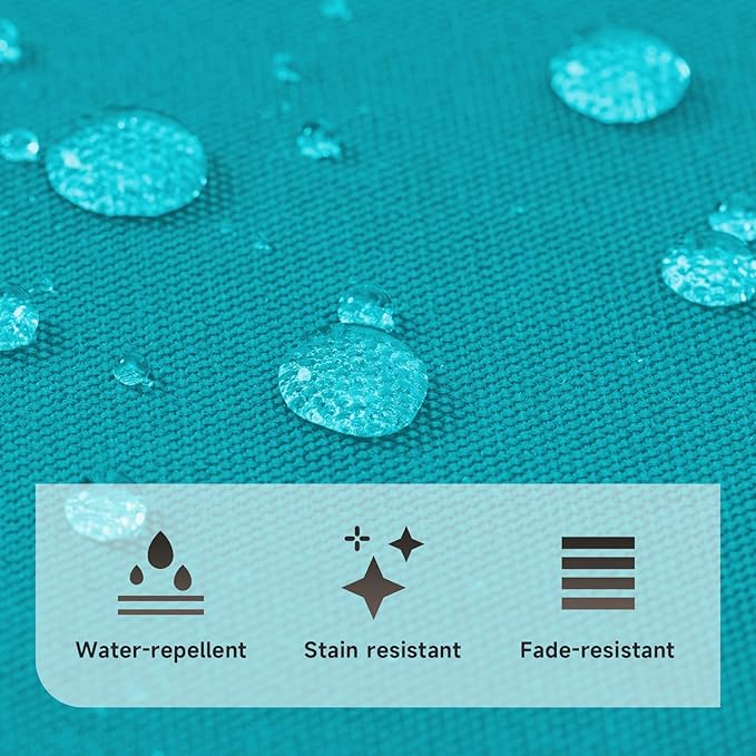 PNP FKJP 2 Pack Outdoor Chair Cushion 20" X 20" X 4", Waterproof Outdoor Seat Cushions with Non-Skid Ties, Aqua Blue (Cushion + Cover)