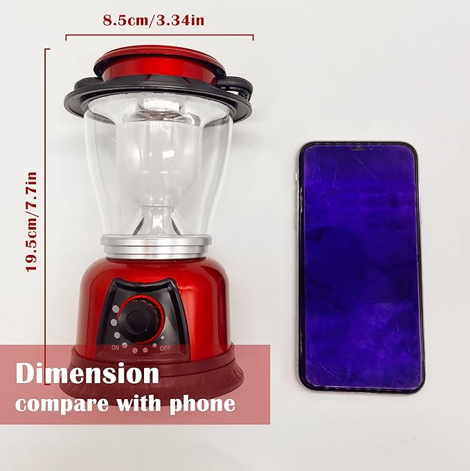 LED Lantern Variable Power Retro Battery Powered Camping Light, COB High Brightness Dimmable Camping Lamp for Hiking, Fishing, Repairing and Emergency Lighting (Red-2 Pack)