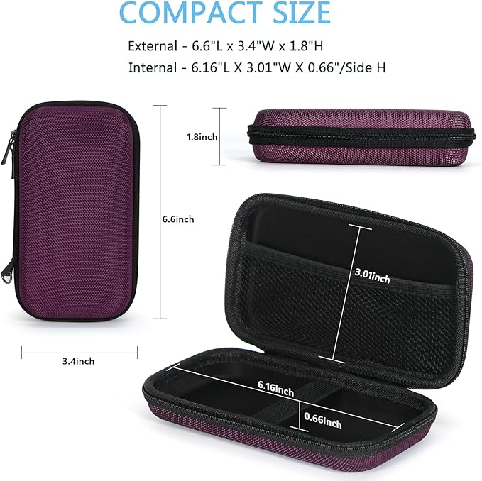 Hard EVA Carrying Case - GLCON Protective Electronic EVA Storage Case for Power Bank, Charger, Earbuds, Cell Phone, Battery - Portable Small Travel Bag with Mesh Inner Pocket + Zipper Enclosure