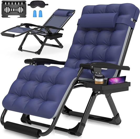 Suteck Oversized Zero Gravity Chair,29In XL Lounge Chair w/Removable Cushion&Headrest, Reclining Camping Chair w/Upgraded Lock and Footrest, Reclining Patio Chairs Recliner for Indoor Outdoor