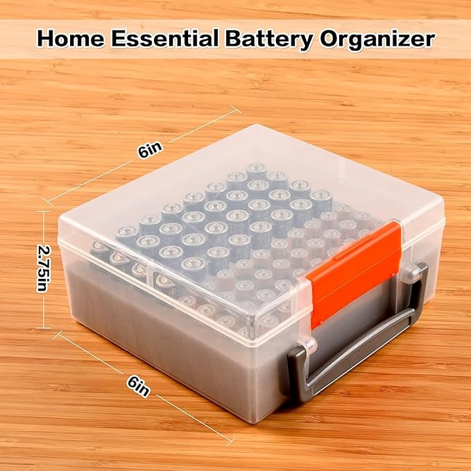 FULLCASE Battery Storage Organizer Holder Holds 72 AA AAA Batteries, Box Cases Garage Container, Home Drawer Organization Dispenser (Case Only) (White)