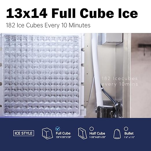22" Commercial Ice Maker Machine 550LBS/24H with 350LBS Storage Bin, 990W SECOP Compressor, 182 Full Cube Ice Ready in 8-15 min, Air Cooled, Industrial Ice Machine for Business