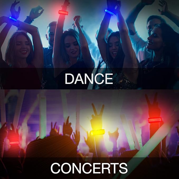 8 PCS LED Glow Bracelets, Light Up Bracelets for Kids Adults - Halloween Glow in The Dark Party Bracelets Favors Supplies for Christmas, Concerts, Festivals, Game Prizes, Sports, Rave Accessories.