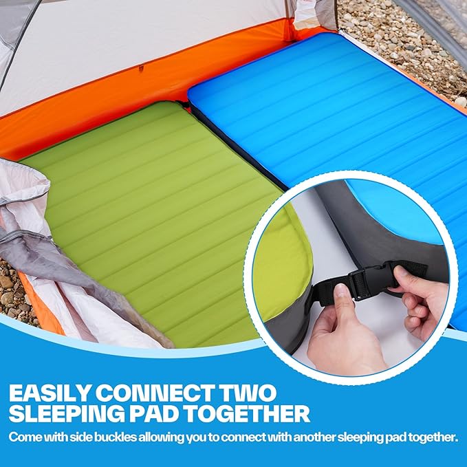 Sportneer Sleeping Pad for Camping: 4" Ultra-Thick Air & Foam Camping Mattress with 10 R Value, 4-Season Large Size 78" x 30" Self-Inflating Sleeping Pad for Camp/Travel/Car/Tent, Easy to Inflate