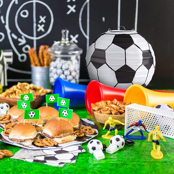 Kesoto 8 In Soccer Ball Paper Lantern Decoration Soccer Goal Birthday Party Decoration - Pack of 5