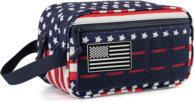 QT&QY Tactical Toiletry Bag For Men Hygiene Bag EDC Military Tool Molle Pouches Small Dopp Kit Mens Shaving Kit Travel shower Bags Star-Spangled