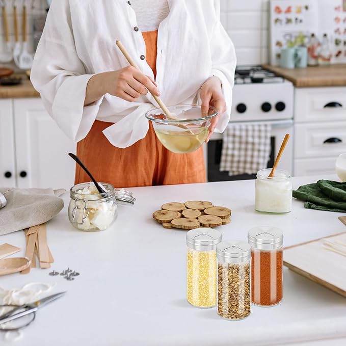 Segarty Spice Jars with Shaker Lids, 6 Pack 4 oz Glass Spice Bottles with Stainless Steel Lid, Glass Empty Seasoning Containers with Adjustable Pour Holes Spice Powder Storage Bottle Pepper Shakers