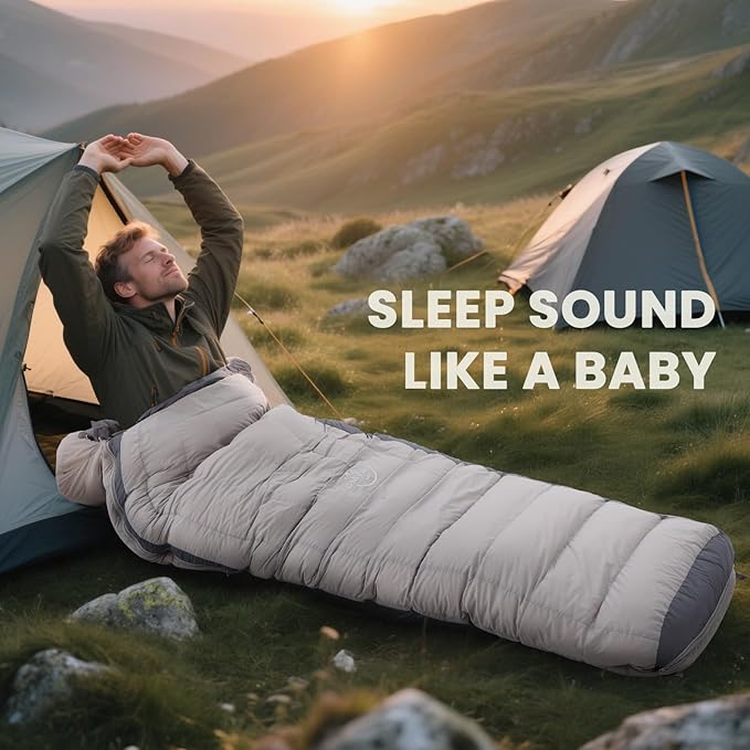'-10°F 0°F 10°F 15°F Down Sleeping Bag for Adults,800/650 Fill Power,Ultralight Wearable 4 Season Cold Weather Rectangle Sleeping Bag for Camping Hiking,Can be Used as a Down Blanket or Cloak