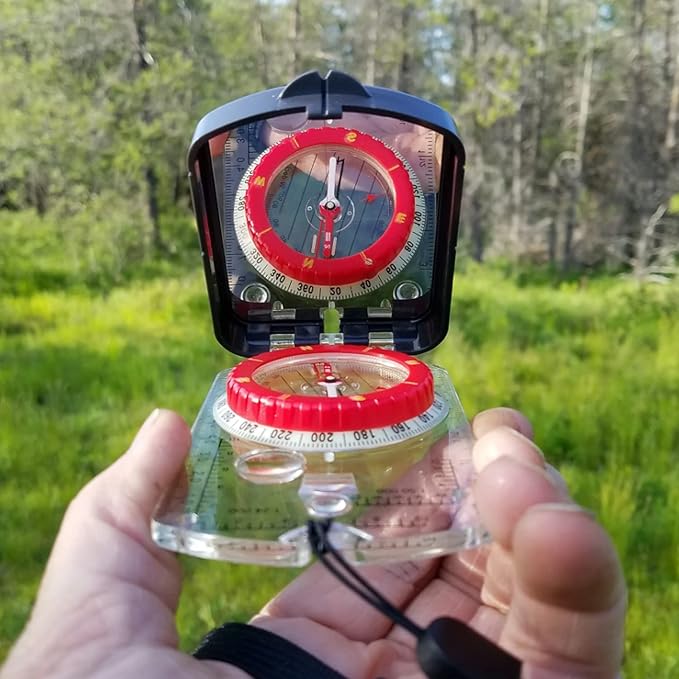 Boy Scout Sighting Compass - Adjustable Declination Mirror, Compass Base Plate, Orienteering & Hiking Navigation - Military Grade, Backpacking & Camping Tool