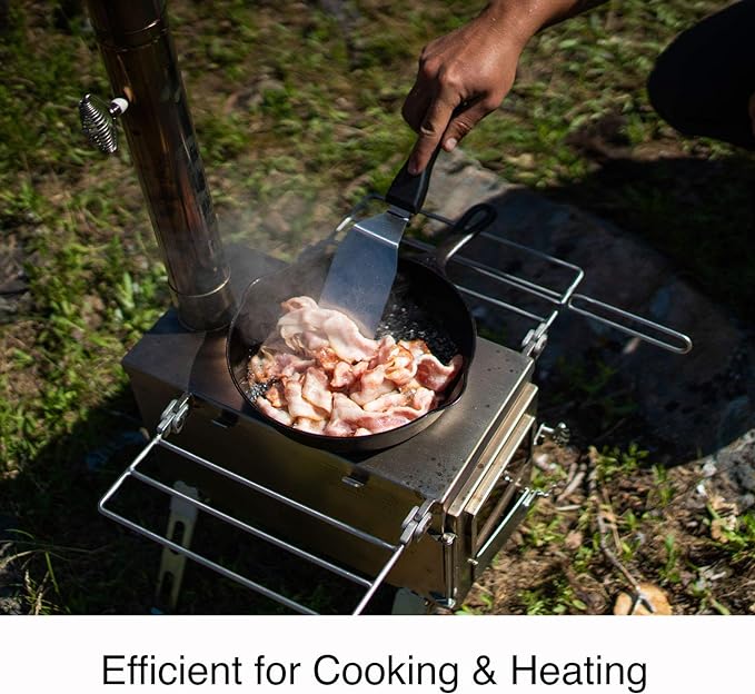 Winnerwell Nomad View 1G M Size Wood Burning Tent Stove, Stainless Steel Portable Cook Camping Stove with Glass Windows and Folding Legs for Hot Tent, Teepee, or Outdoor Shelter Use