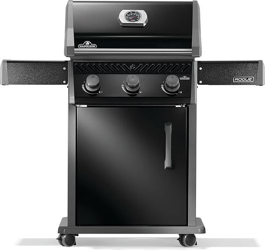 Napoleon Rogue 425 Propane Gas Grill, Black, Durable 3-Burner BBQ