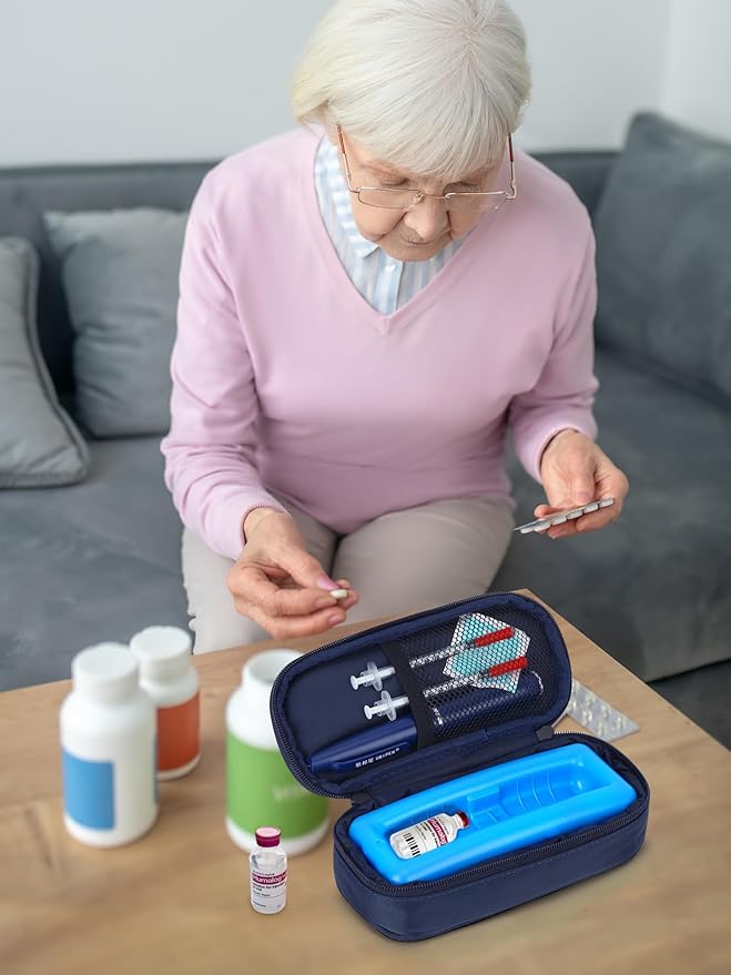 YOUSHARES Insulin Vials Cooler Travel Case - TSA Approved Diabetic Medication Vial Cooling Bag with Protective Ice Brick, Refrigerated Diabetes Supplies Organizer, Small Bottle Carrying Storage