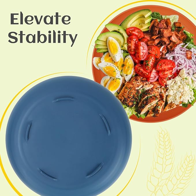 Homienly Deep Dinner Plates Set of 8 Alternative for Plastic Microwave and Dishwasher Safe Wheat Straw Kitchen Unbreakable Kids with 4 Colors (Colorful, 11 inch) (Deep plates-8)